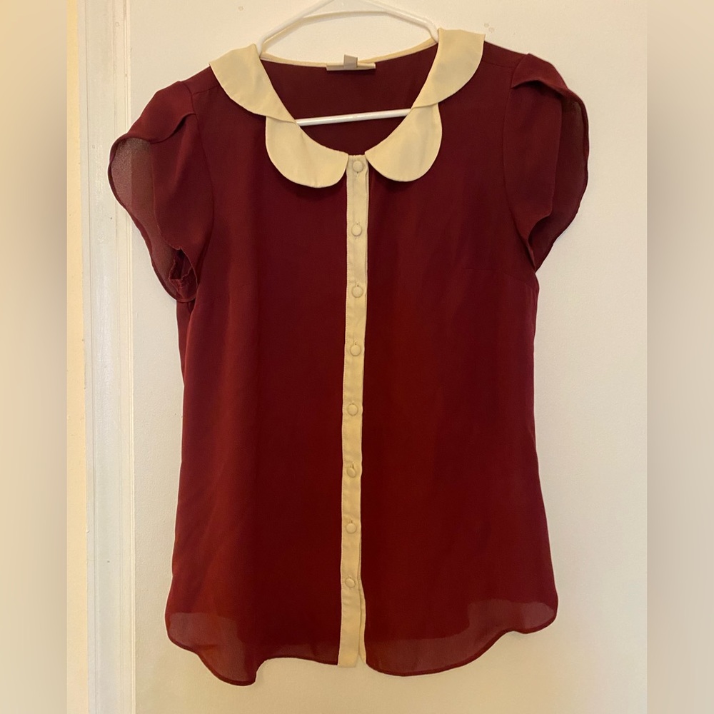 retro vintage peter pan tulip collar blouse
